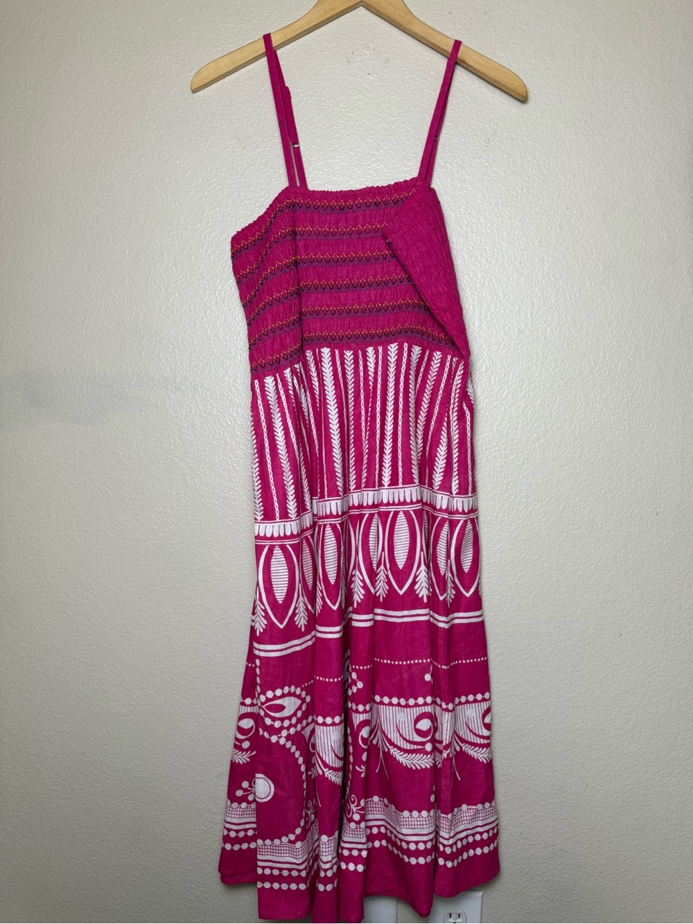Jackpot 100% Cotton Pink Patterned Spaghetti-Strap Maxi Dress